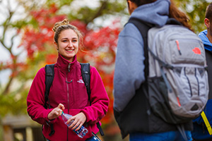 Girl smiling on campus