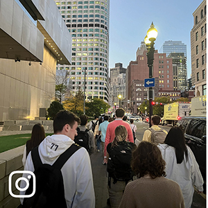 A group of Architecture students walking around Boston.