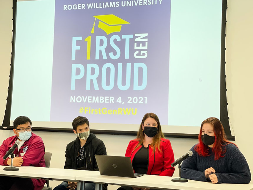 image of student speaking on a panel during RWU