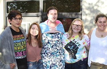 Five Roger Williams Students attending the Fall 2017 Queer and Trans Welcome Reception.