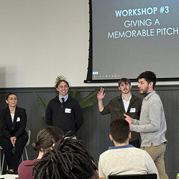 Students presenting at Workshop #3: Giving a Memorable Pitch