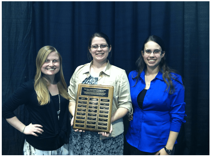 From left: 2014 Henderson Outstanding Tutor Award recipients Kaitlin Muttitt in math, Catherine Grimm in science, and Leah Catania in writing. 