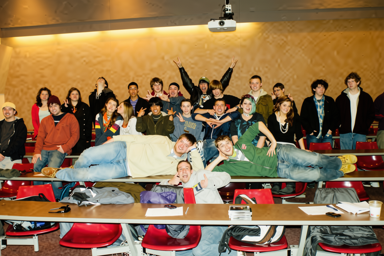 WQRI members gather in the Feinstein College of Arts and Sciences and School of Justice Studies for a group photo in 2011.