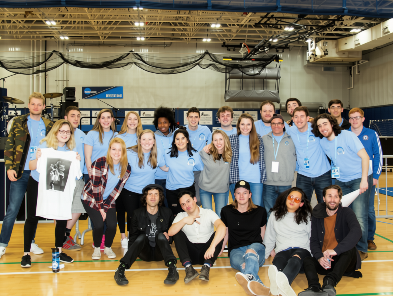 From The Archives (Crossings | 2017) WQRI members pose for a photo in the Campus Recreation Center's Field House.