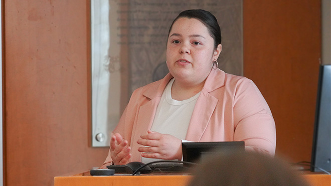 Senior Coralee Garcia examined how laws, policies, and policing practices contribute to disproportionate outcomes for Latinx individuals.