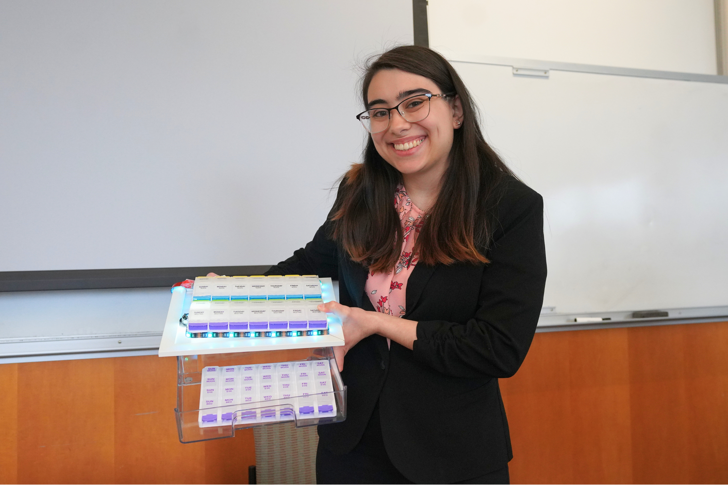 Senior Cassidy Methot blended user interface thinking with human-centered design to reimagine pillbox accessibility.