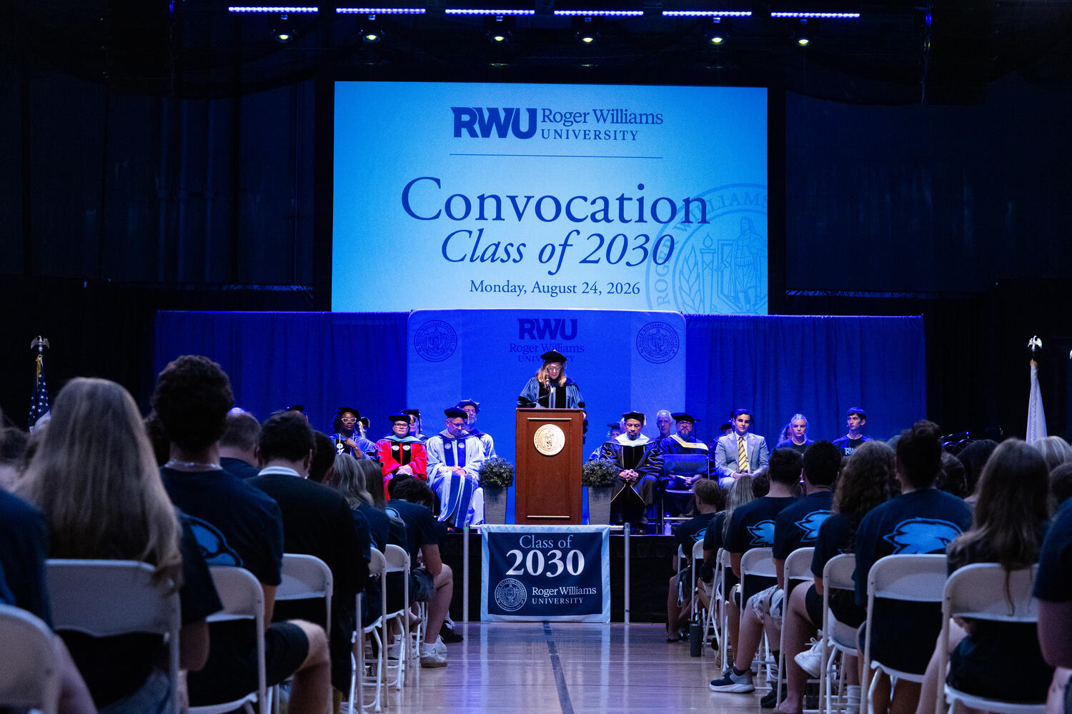Provost and Senior Vice President for Academic Affairs Margaret Everett encourages the Class of 2030 to embrace curiosity.
