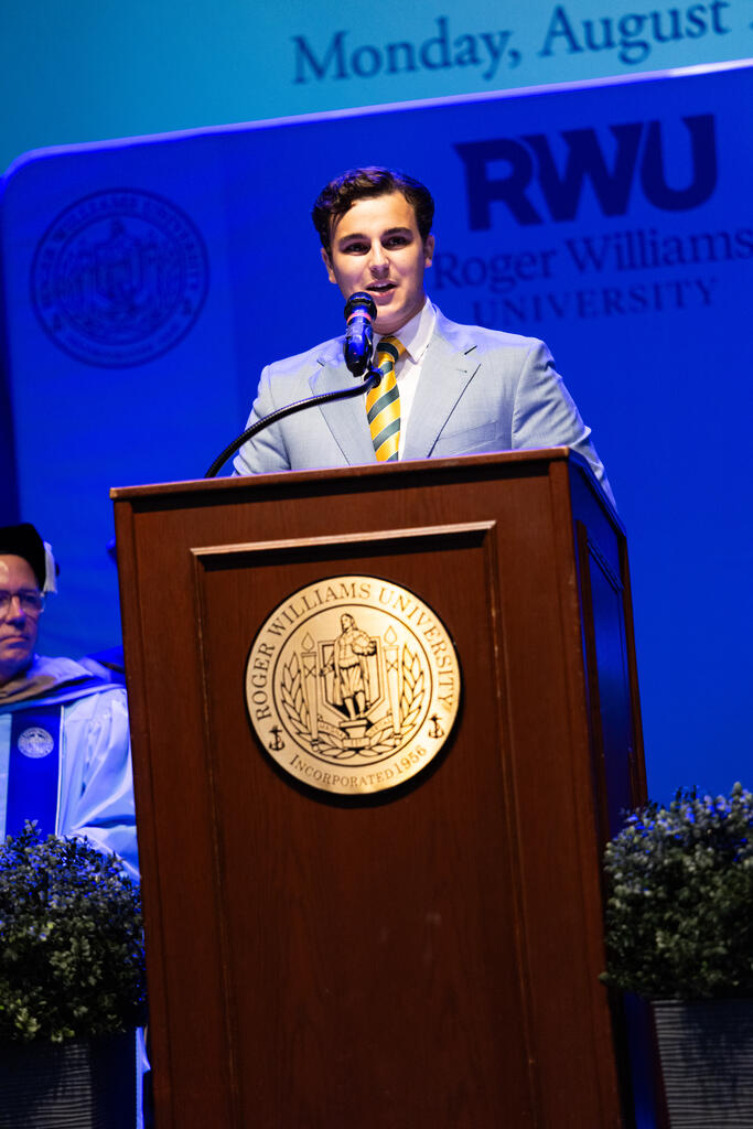 Student Body President Henry Siravo challenges new Hawks to get involved, meet people, and “be brave enough for two.”