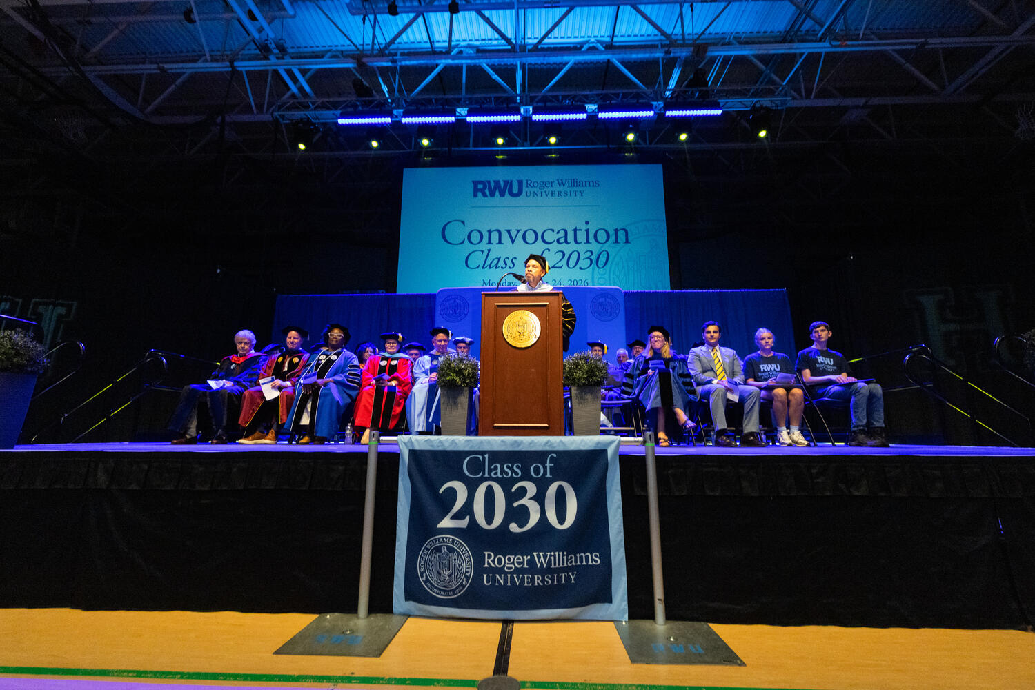 Vice President for Student Life Vitaliano Figueroa welcomes the Class of 2030 into the RWU community.