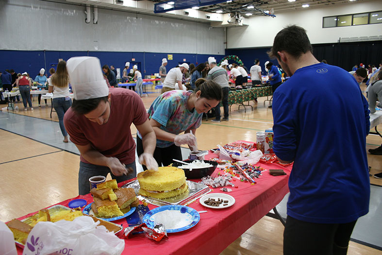 Students compete in cake decorating contest.