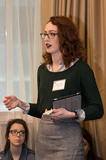 Danielle Rieger, a first-year graduate student in the M.A. Forensic Psychology program, presents on persuasive arguments and jury research design at the 2018 Eastern Psychological Association Annual Meeting on Friday, March 2, 2018.