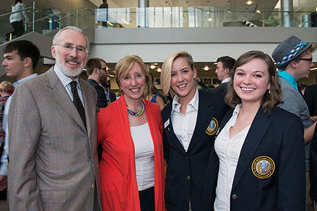 President and Maia Farish with student leaders