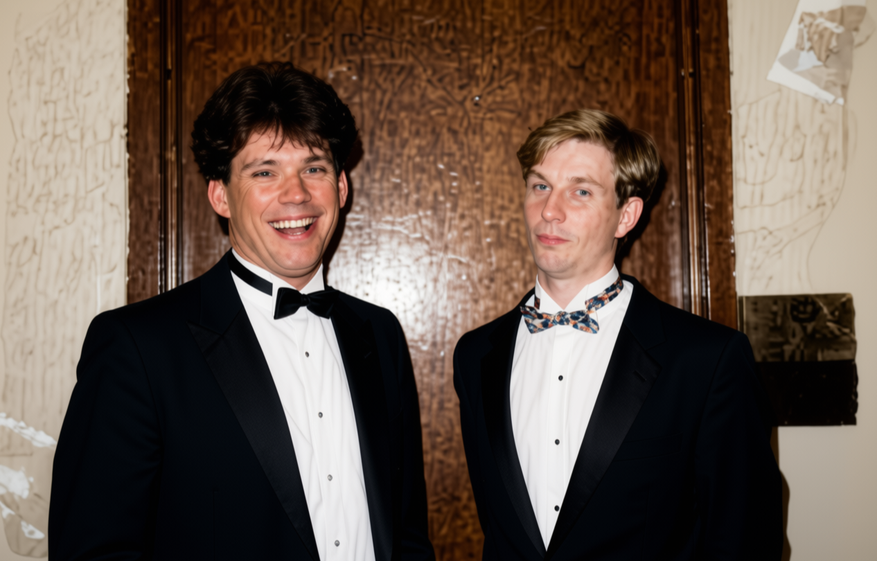 Ron Olf and Gordon Kent at a live remote at Gillary's in November 1989.