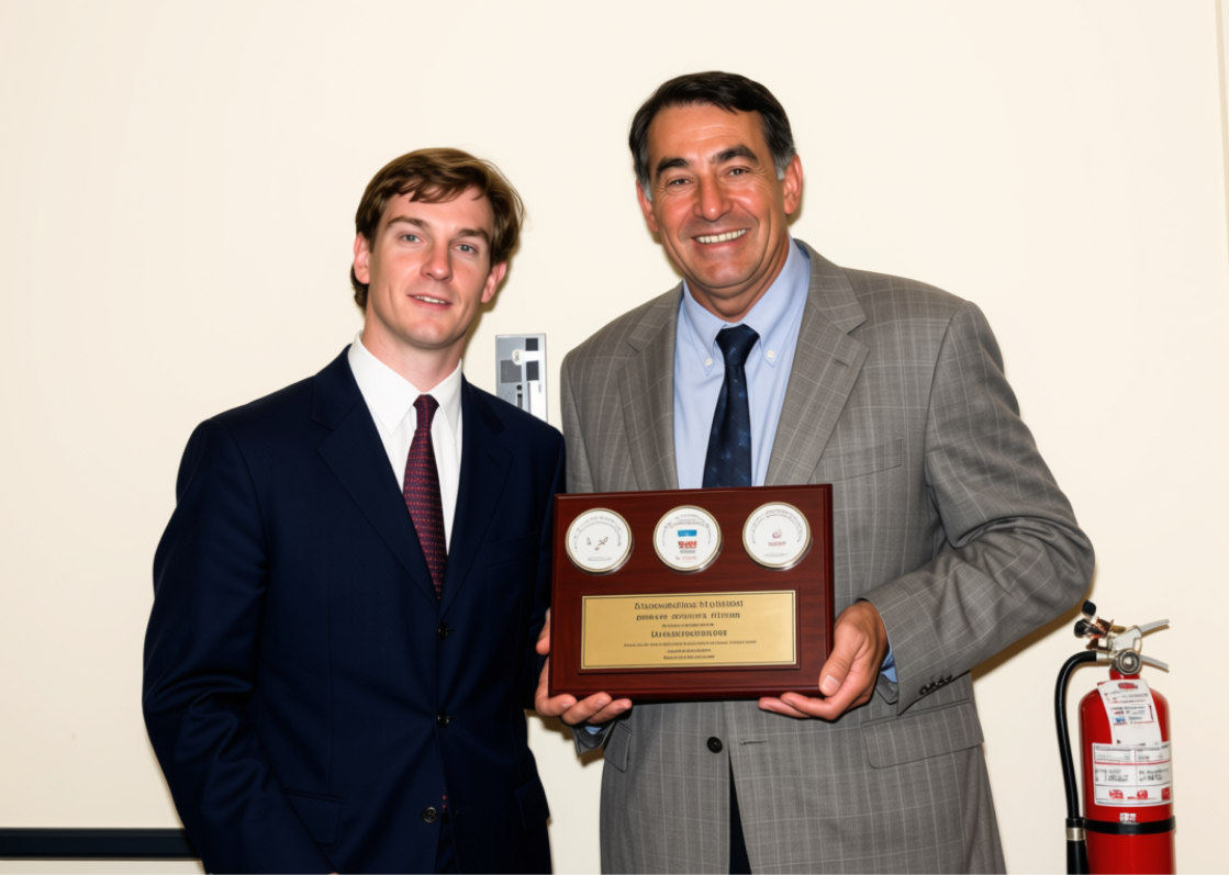 Gordon Kent, station manager of WQRI, presents President Natale A. Sicuro with a plaque of appreciation.