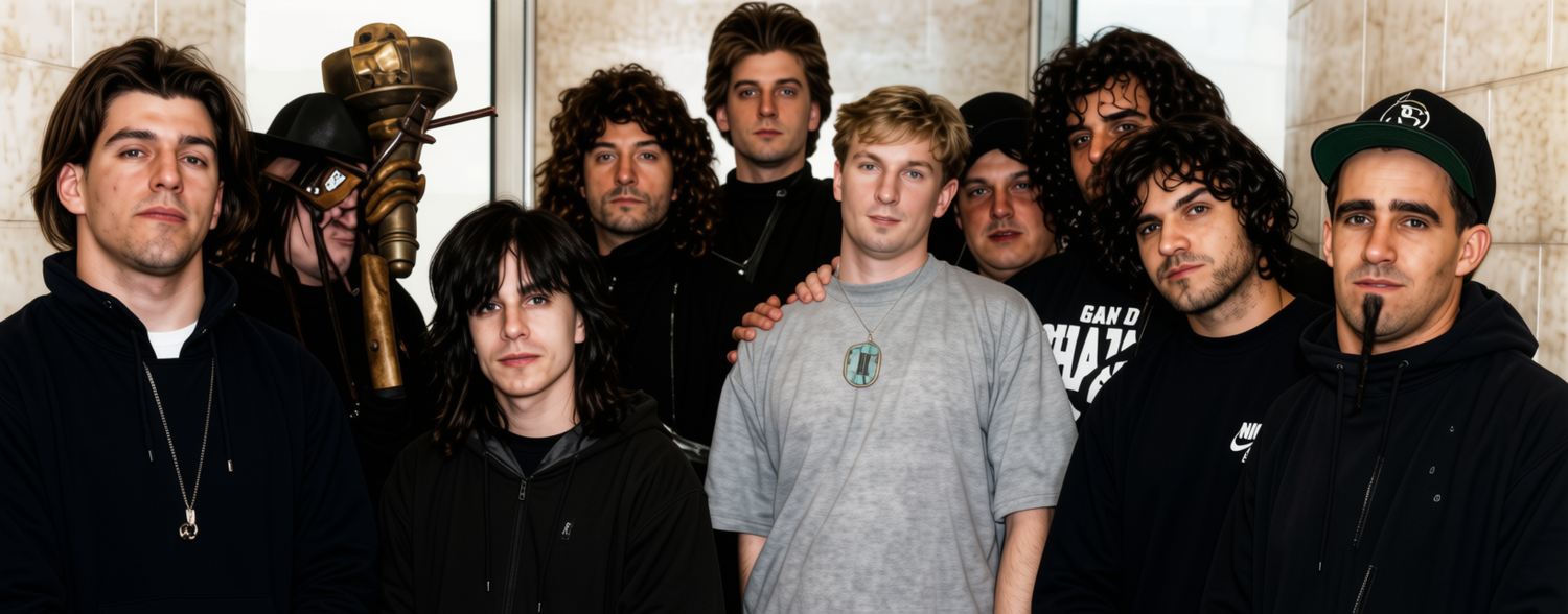 Anthrax poses in the cozy environs of WQRI in Bristol, R.I. in a March 1991 edition of Radio and Records magazine.