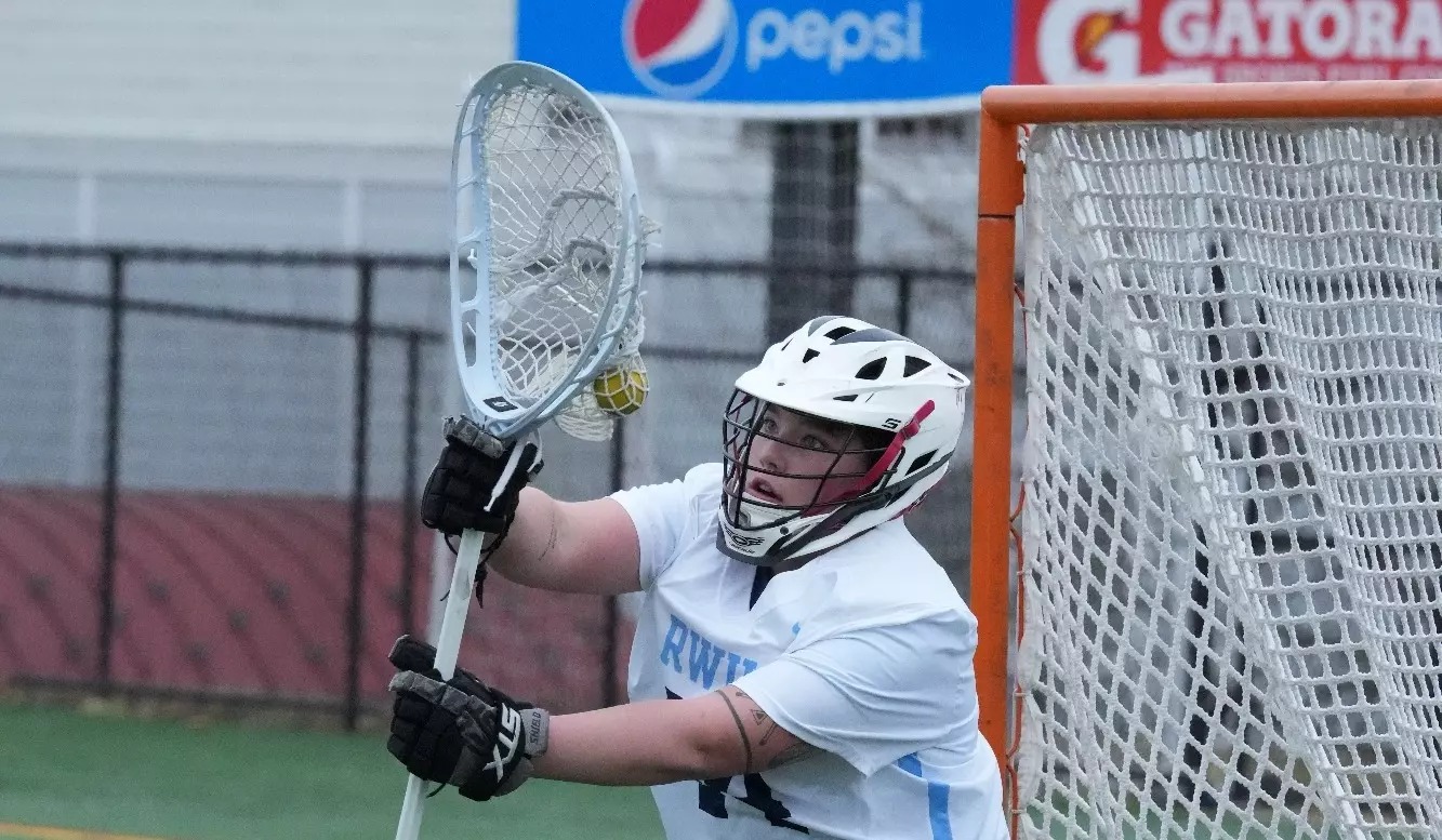 Zoey Cormican ’25 competes as a goalie for the Roger Williams University Women’s Lacrosse team.