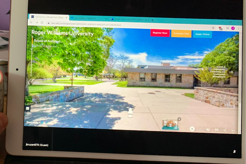 Photo of laptop screen with virtual tour of RWU