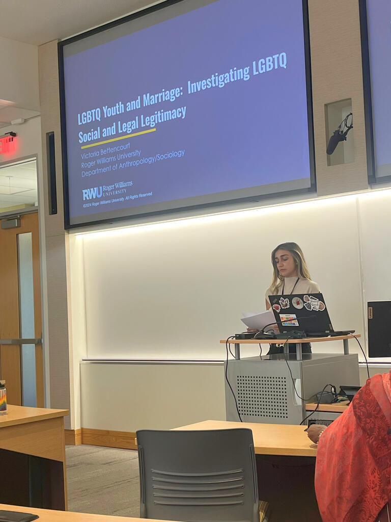 Victoria Bettencourt presents her thesis on how LGBTQ+ youth imagine future possibilities.