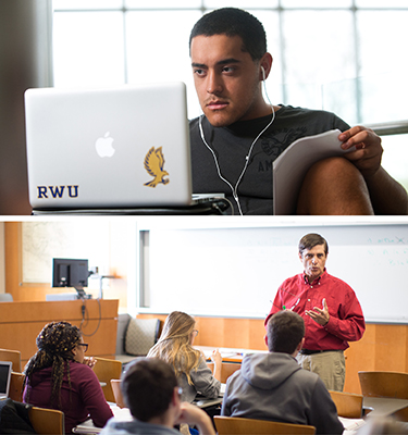 image of RWU students working remotely and in class
