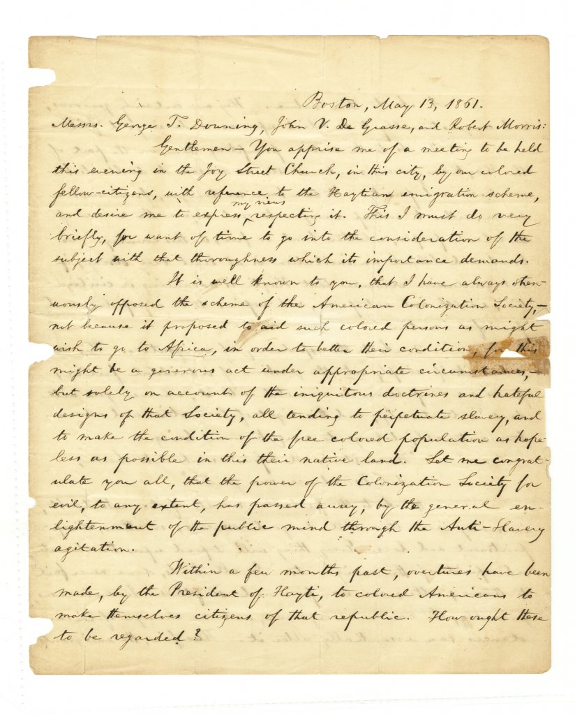  Handwritten letter from William L. Garrison