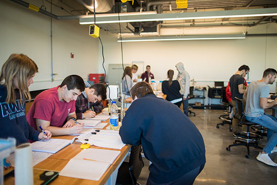 Students in fluid mechanics class