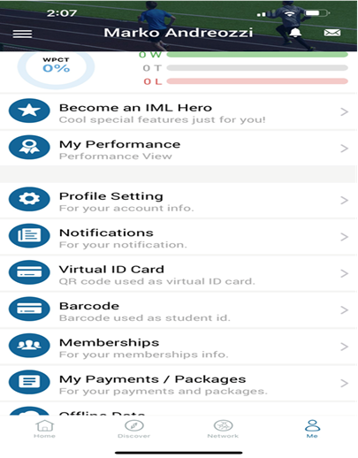 Screenshot of virtual ID card in app