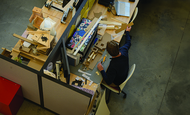 Student working in architecture studio