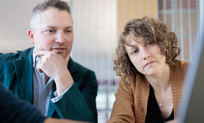 Architecture students learn in class