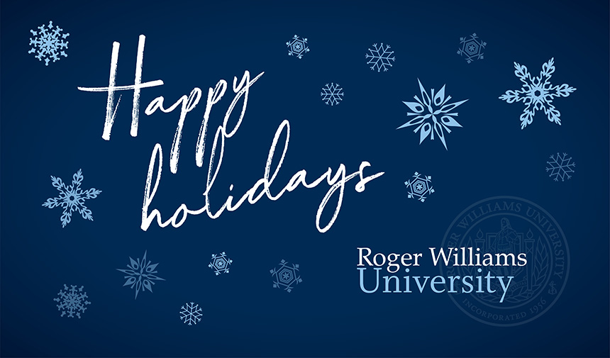 graphic: Holiday Greetings from RWU"s President Muaoulis!