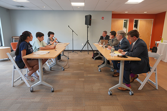 Campers participate in a panel