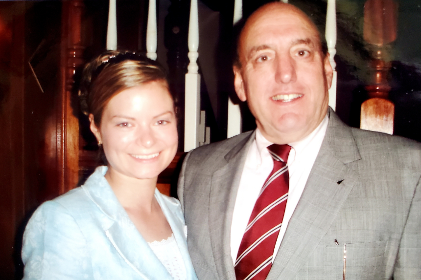 Jillian Hopke, '02 pictured with Dr. Richard Bernardi