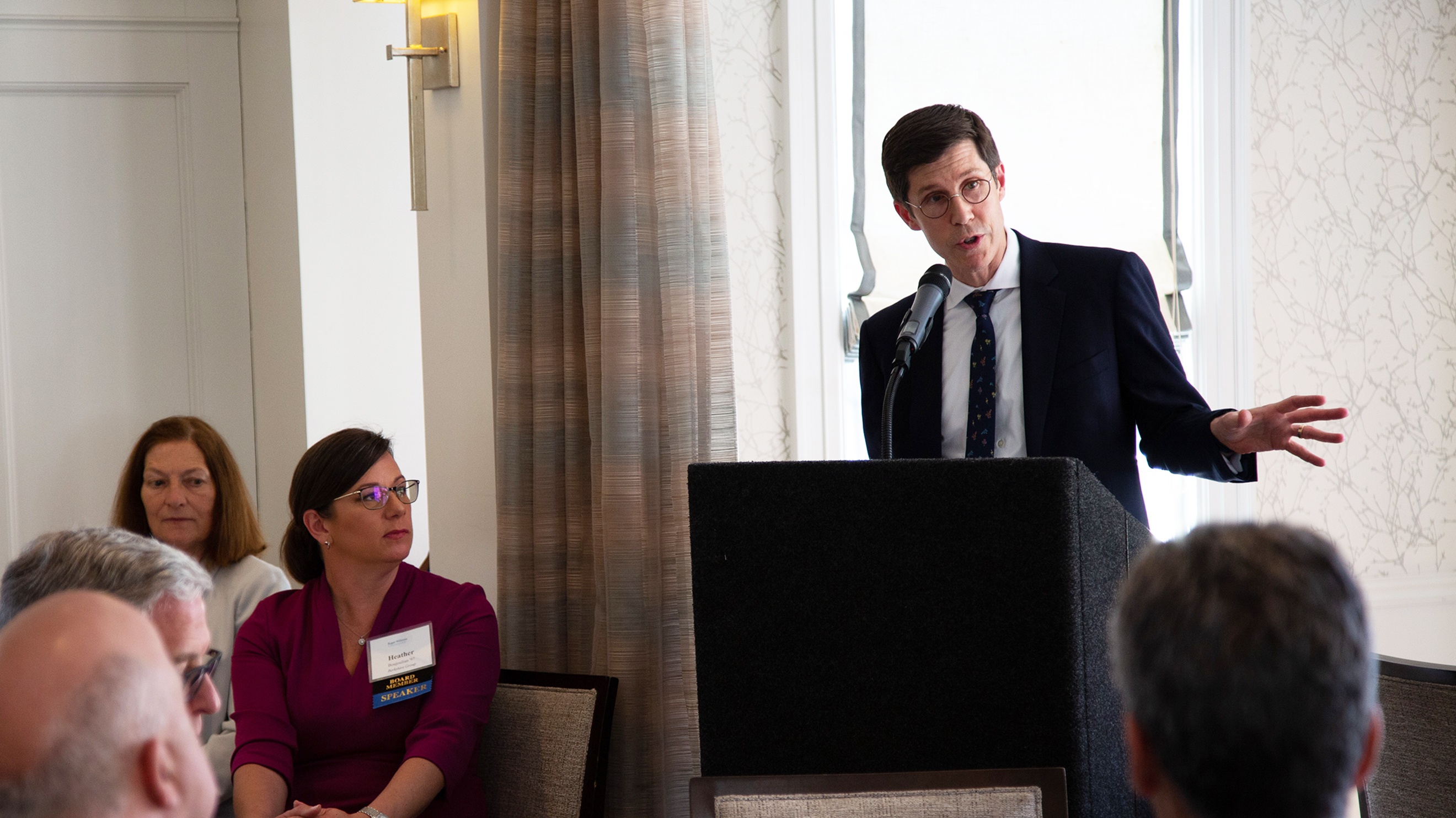 Providence Mayor Brett Smiley speaks at Roger Williams University’s inaugural Real Estate Symposium in 2023.