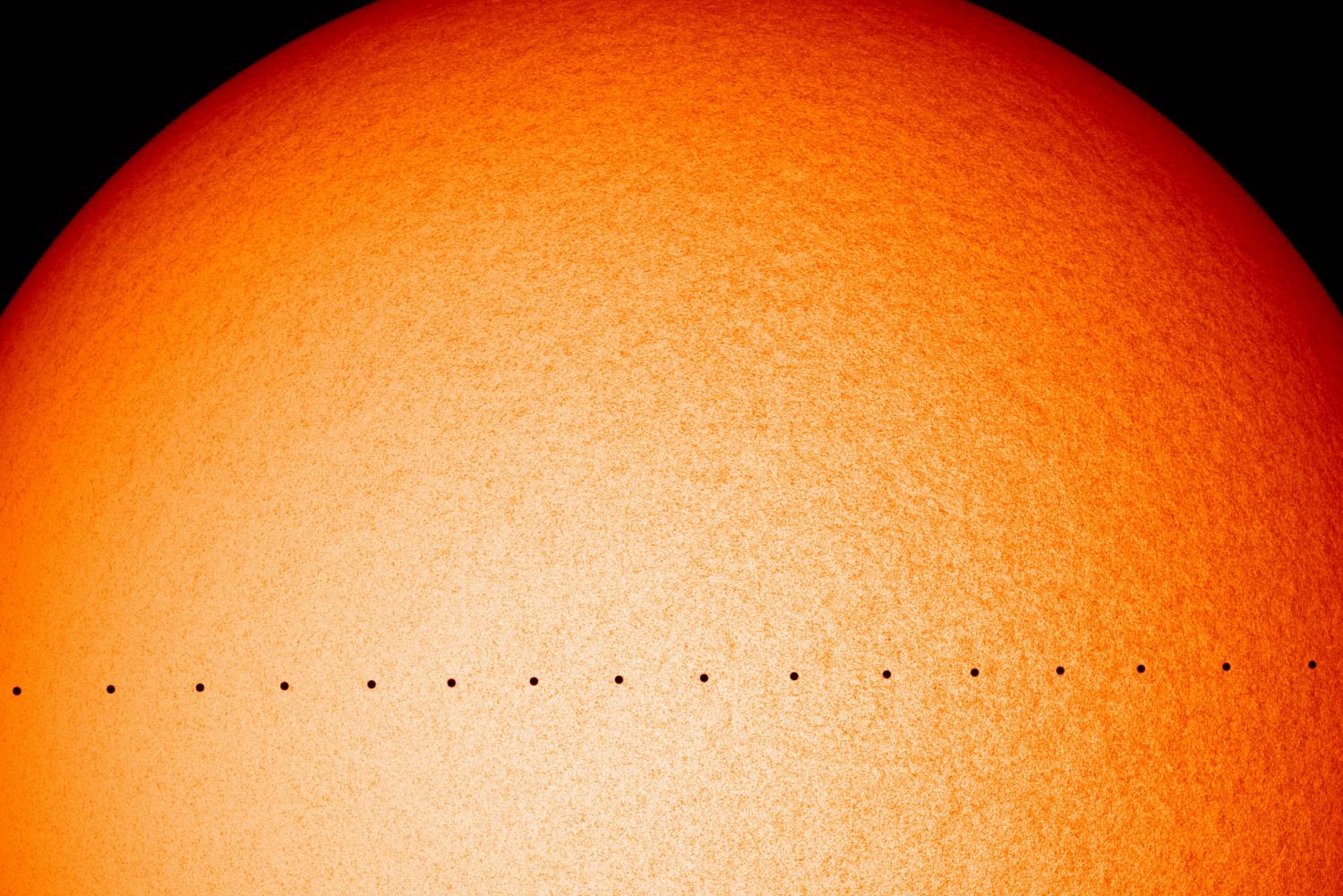 Composite image of Mercury's transit in front of the Sun