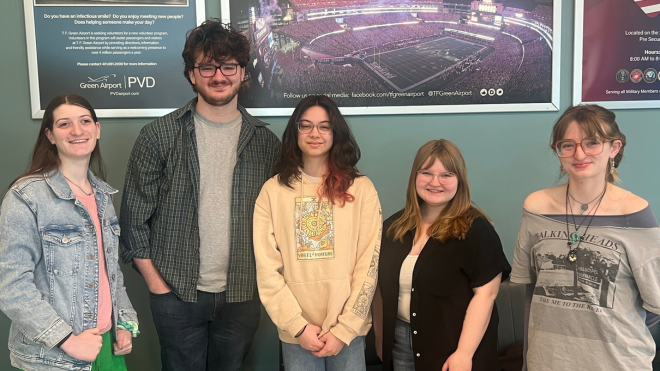 Aelan and Maya with fellow students at PCA conference.