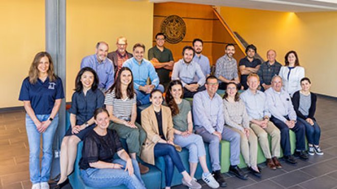 SECCM faculty group photo in the lobby of SELB