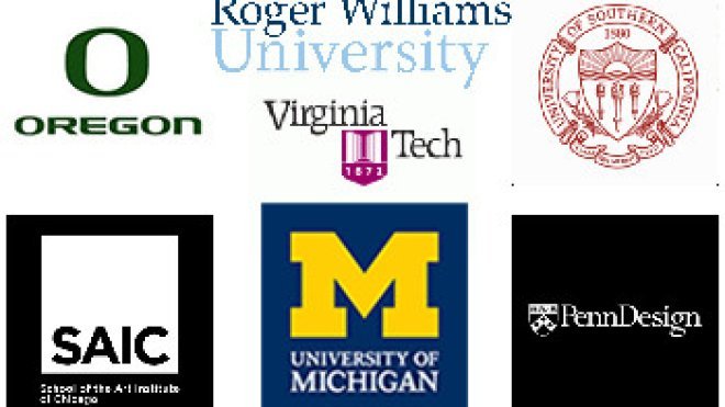 University of Pennsylvania, Michigan, Southern California, Oregon, the School of the Art Institute of Chicago, and Virginia Polytechnic Institute