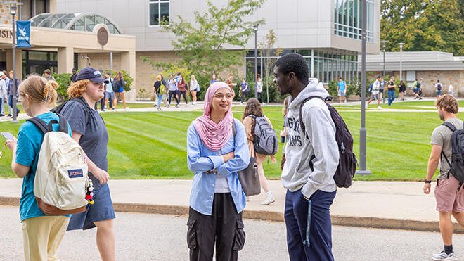 Students connect on RWU's Bristol campus