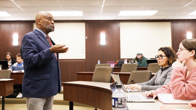 RWU Law faculty teach in a classroom.