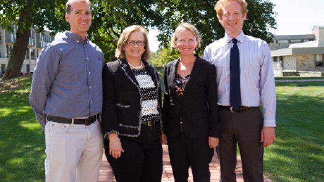 From left to right: Professor of Biology Brian Wysor, Center for Student Academic Success Associate Director Karen Bilotti, Science Center Coordinator Tracey McDonnell Wysor, and Associate Professor of Engineering William J. Palm.