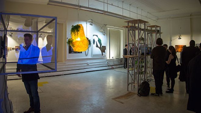 People at an art gallery.