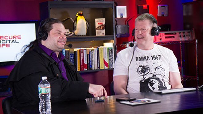 A photo of Doug White and Russ in studio