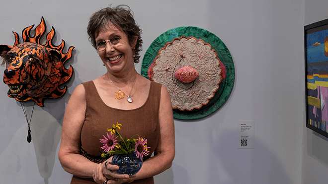 Professor and Chair of Art Anne Tait at the Growing the NetWorks exhibition.