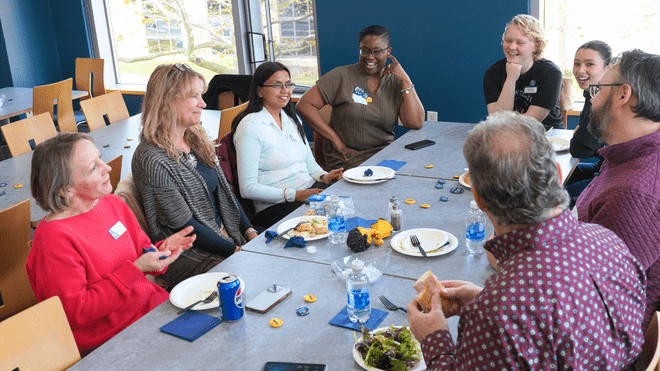 Members of the RWU community come together to discuss first-gen experiences.