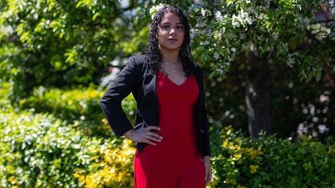 image of Melissa Calvo-Vides on campus on a sunny day