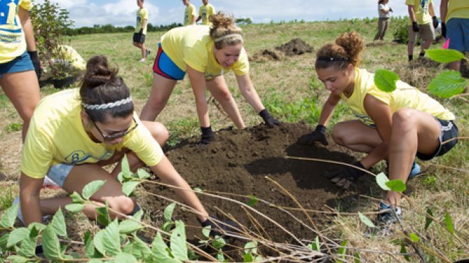 Students plant a vegetable garden