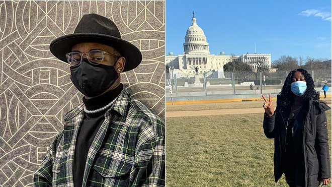 images of Dominion Emmanuel (left) and Blessing Pour, RWU interns studying in Washington, D.C.