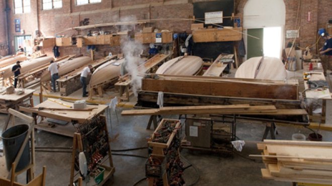 Inside a boat-builder shop