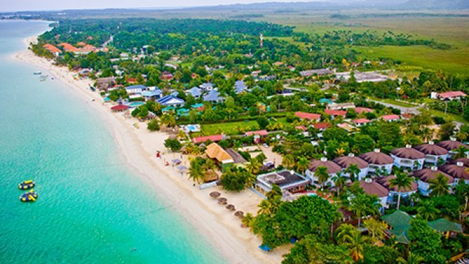 View of Jamaican shoreline.