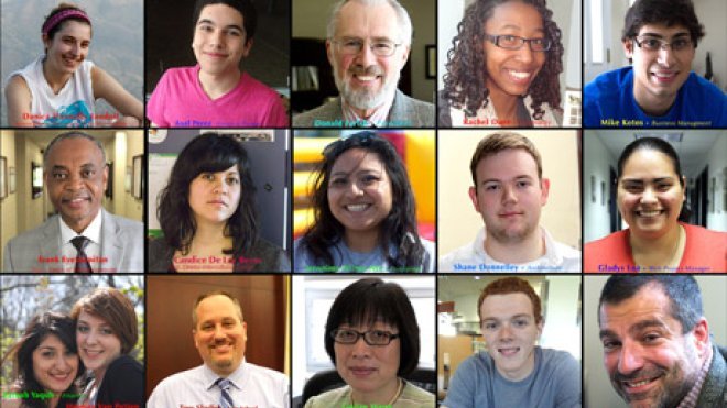 Collage of portraits of people across campus