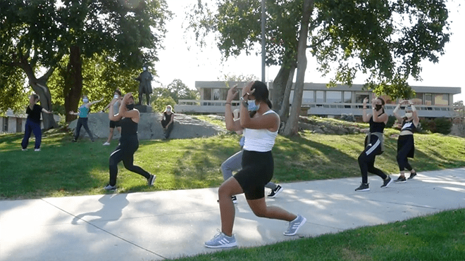 Students dance outdoors at RWU